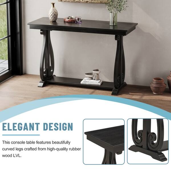 Vintage 48-Inch Console Table with Open Shelf, Elegant Design ...