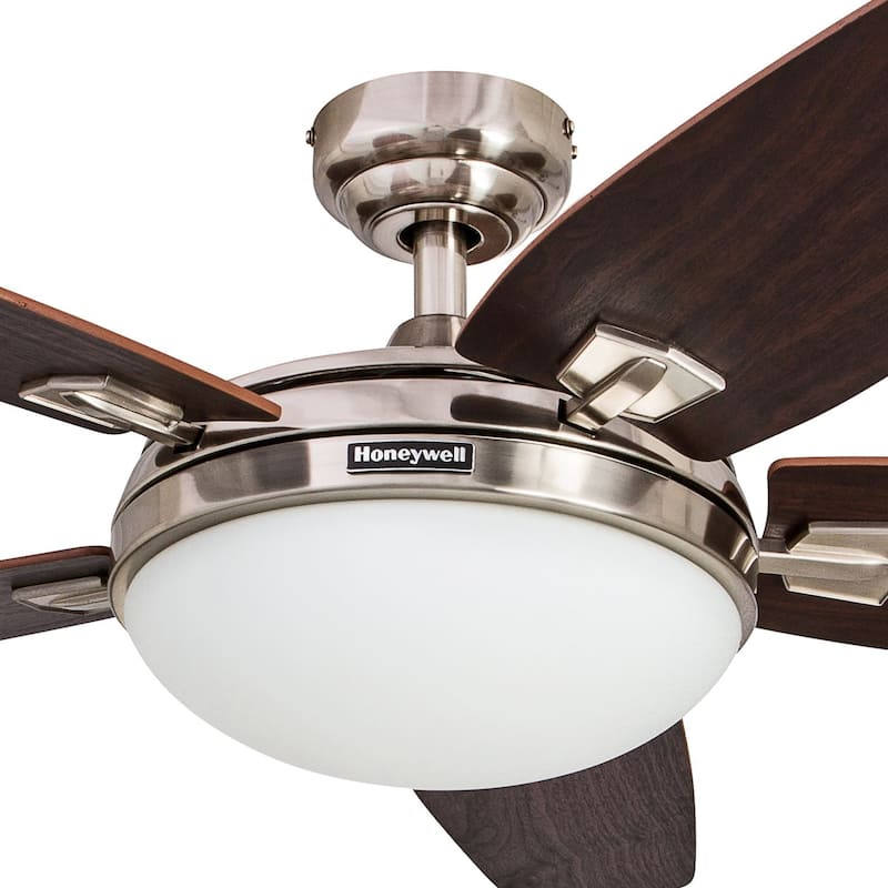 48" Honeywell Carmel Brushed Nickel Ceiling Fan with Integrated Light and Remote