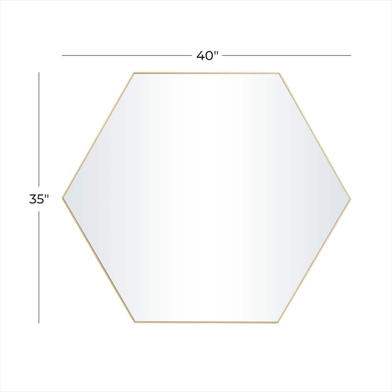 Contemporary Hexagon Wood Wall Mirror - Multiple Finishes and Sizes