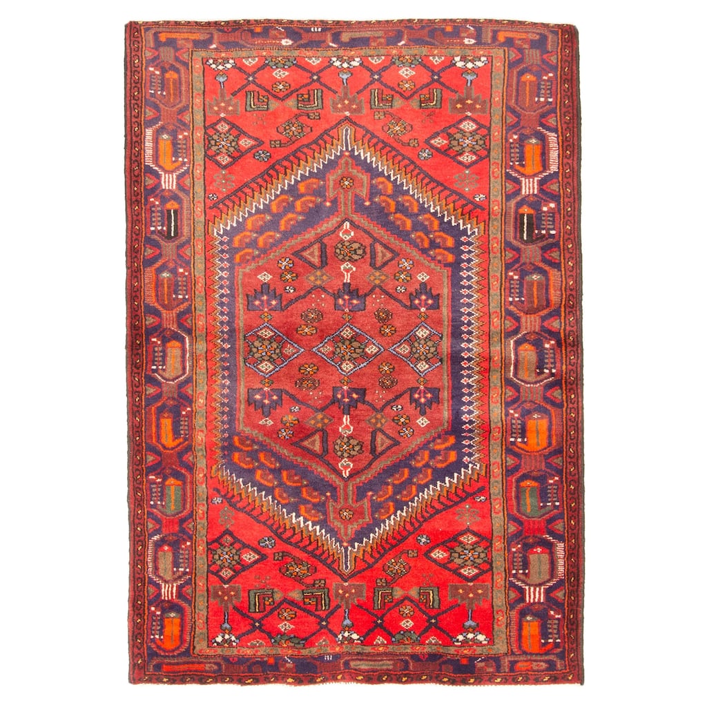 ECARPETGALLERY Hand-knotted Andelz Red Wool Rug - 4'5 x 6'4