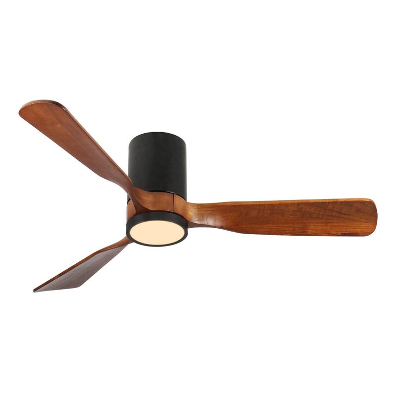 Indoor/Outdoor Flush Mount Ceiling Fan with Light & Remote Control, Rustic Wood Ceiling Fan, 6-Speed Reversible DC Motor Fan