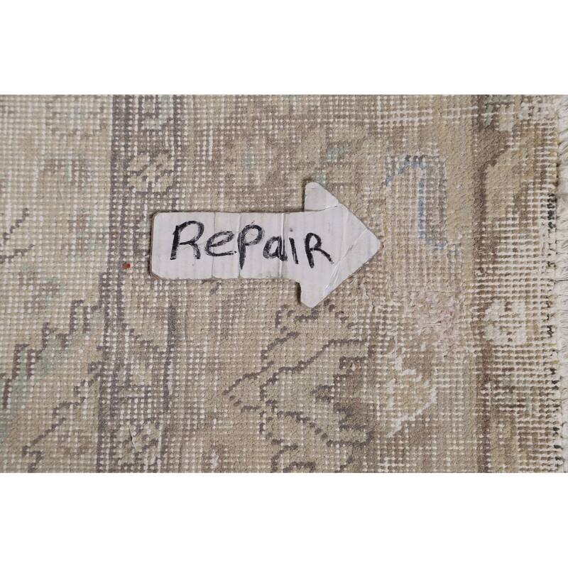Hand Knotted Oriental 100% Wool Carpet Traditional Floral Beige & Ivories Tabriz Area Rug - 9' 7'' X 6' 7''