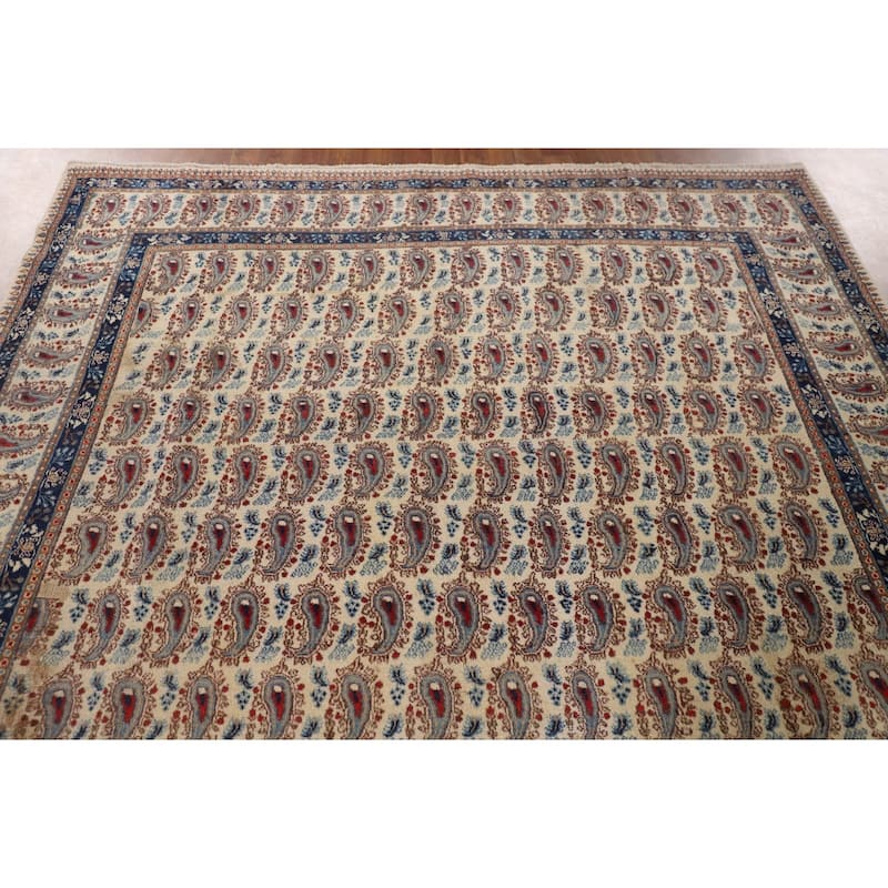 Paisley Mood Persian Vintage Area Rug Hand-Knotted Wool Carpet - 6'9"x 10'7"