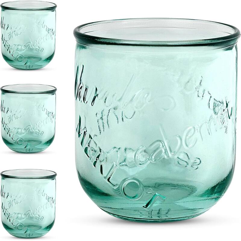 Amici Home Set of 4 Italian Recycled Vino Stemless Glasses - 12 oz.