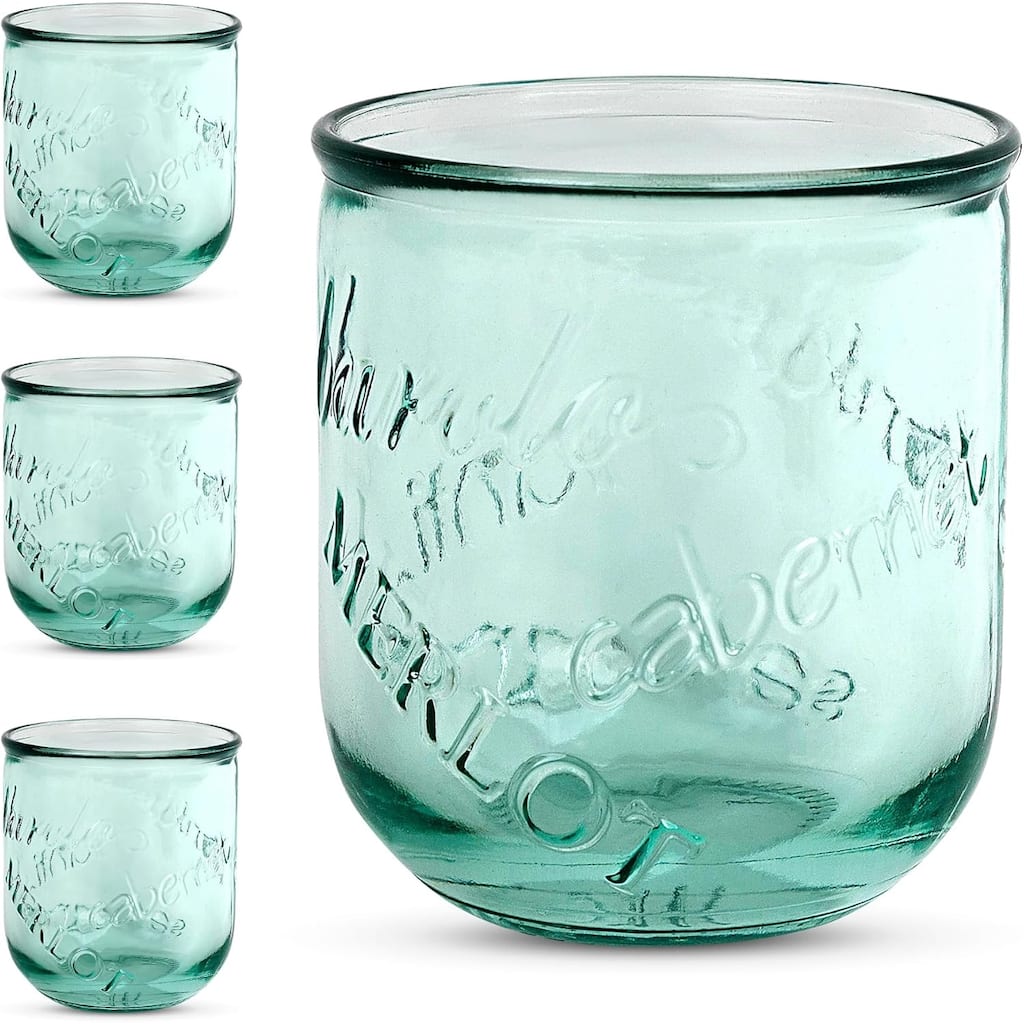 Amici Home Set of 4 Italian Recycled Vino Stemless Glasses - 12 oz.