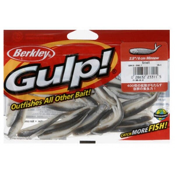 20//Ct Pack BERKLEY GULP 2/" Minnow Grub - Fluorescent Orange