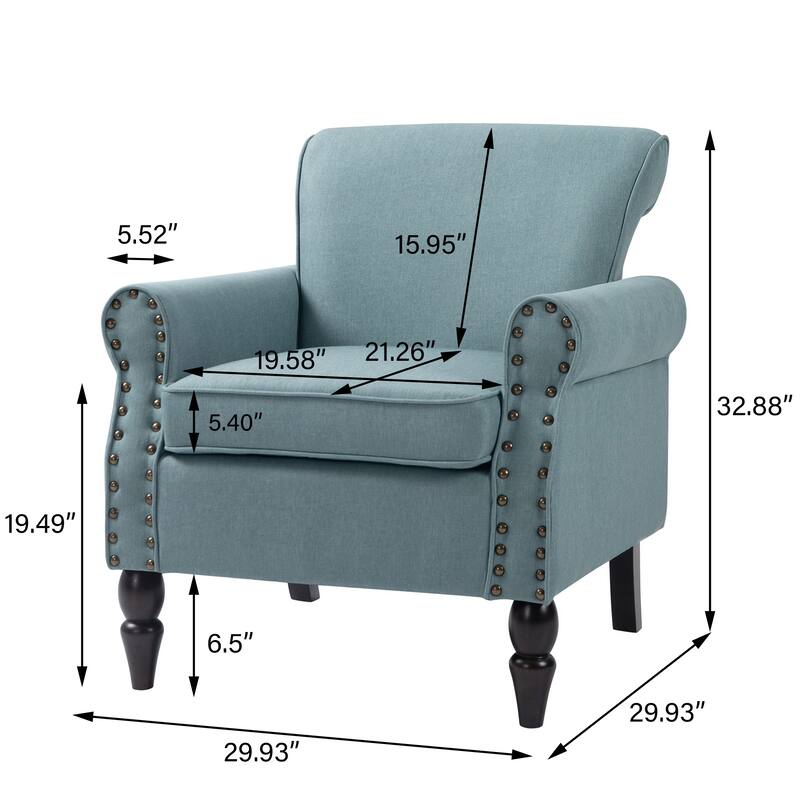 Modern Upholstered Armchair Nailhead Trim Accent Chair