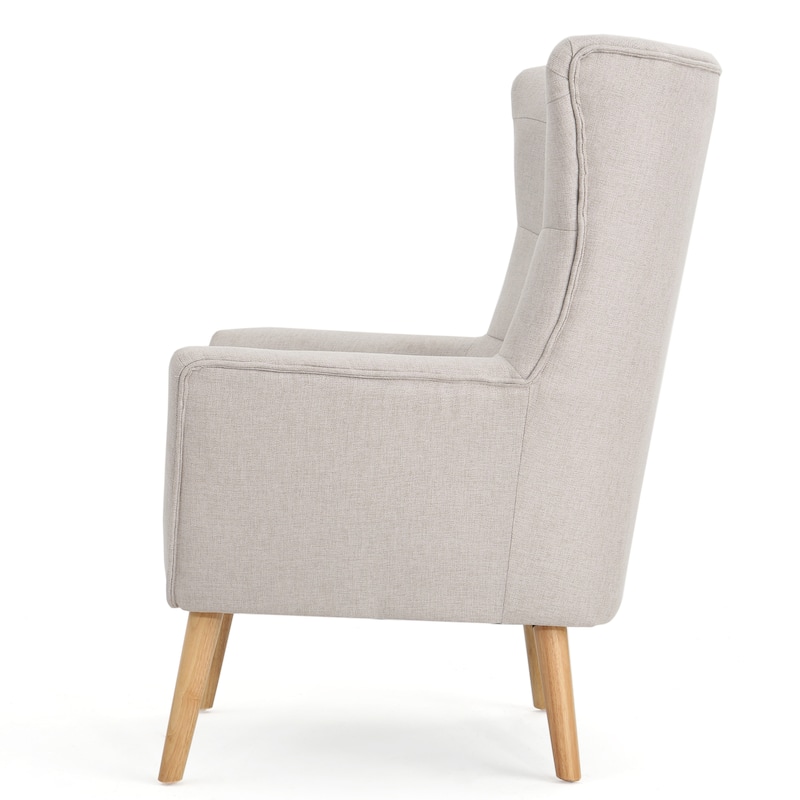 Roomfitters Mid-Century Modern Accent Chair with Tufted Back and Wood Legs, Upholstered Lounge Chair