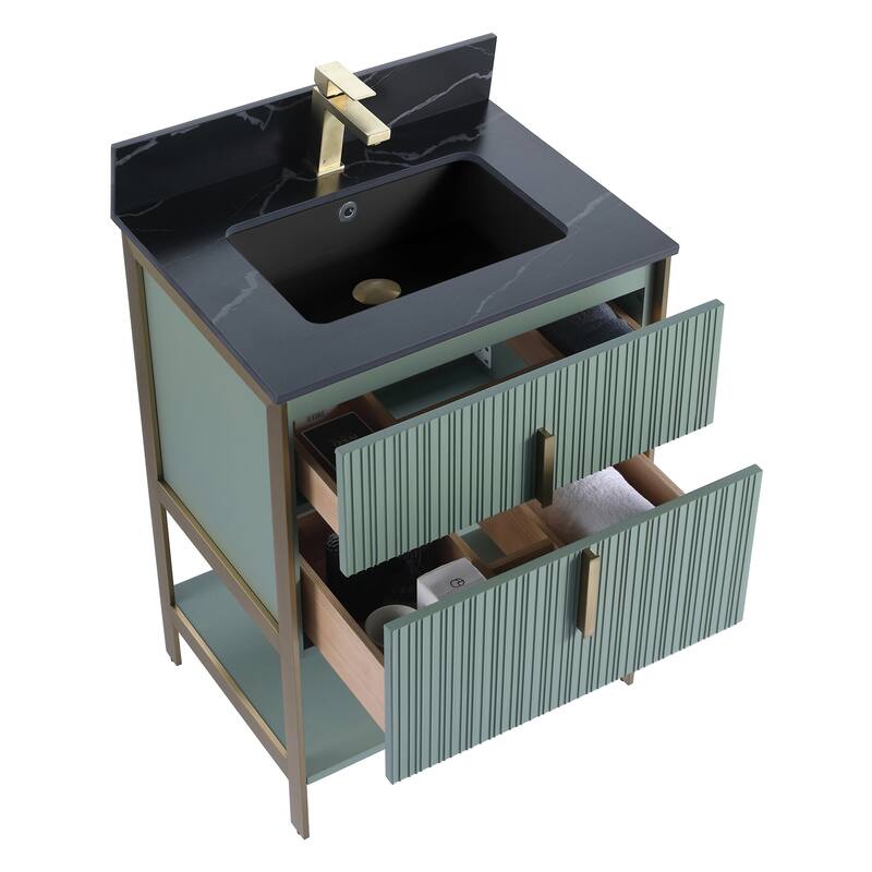Fine Fixtures Serenity Modern Bathroom Vanity with Black Sintered Stone Top