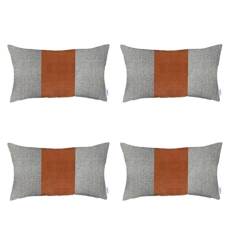 Set of 4 Faux Leather Lumbar Pillow Covers Bed Bath & Beyond 34261214