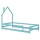 preview thumbnail 6 of 6, Pine Wood Floor Bed Frame With House Shaped Headboard Full-Length Guardrails Twin Size
