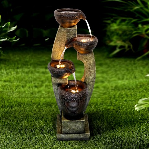 40-inch H Modern Outdoor Fountain - Outdoor Garden Fountain for Patio