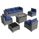 preview thumbnail 32 of 179, AOXUN Fire Pit Conversation Set Rattan Sofa Set Outdoor Furniture With Cushions