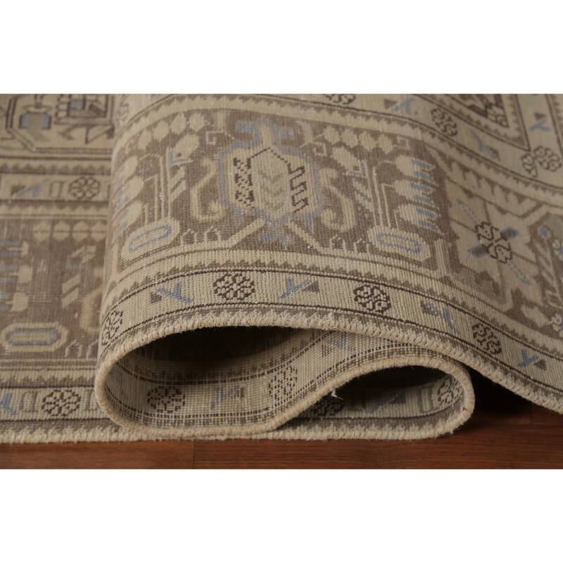 Geometric Tabriz Persian Vintage Area Rug Hand-Knotted Wool Carpet - 8'2"x 11'6"