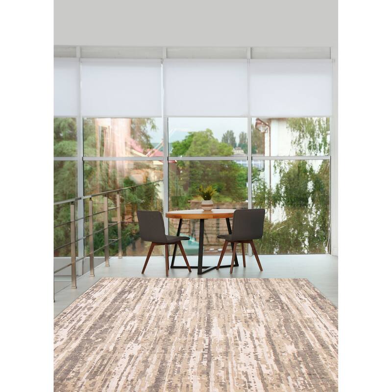 ECARPETGALLERY Hand-knotted Alma Grey Silk, Wool Rug - 7'10 x 9'9