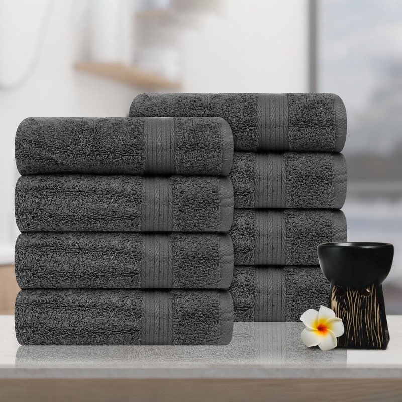 Hand Towels for Bathroom 18x28 Inch 600 GSM by Ample Decor - 8 Pcs
