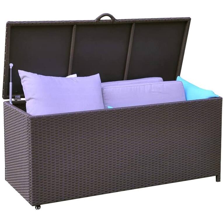 Outdoor Patio Wicker Large Storage Container Deck Box Made of Antirust Aluminum Frames and high quality Resin Rattan