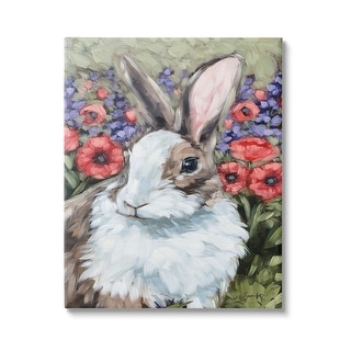 Stupell Rabbit Flower Meadow Nature Canvas Wall Art by Sara G. Designs ...
