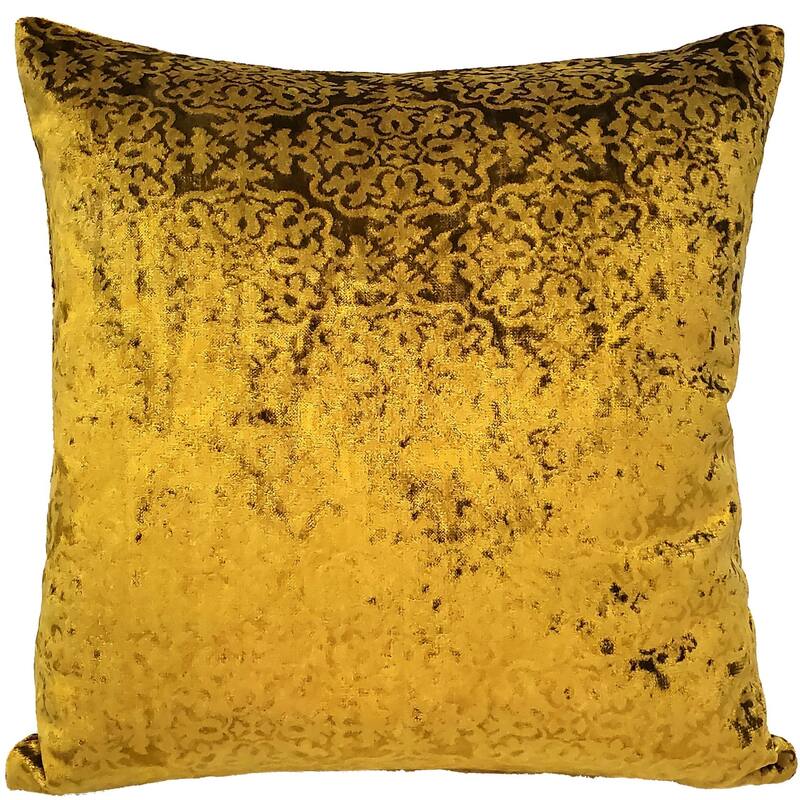 Artemis Taupe Velvet Throw Pillow - 20" x 20" - Gold - Cover Only