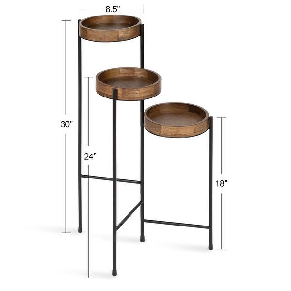 dimension image slide 14 of 17, Kate and Laurel Finn Metal 3-tier Modern Plant Stand - 16x21x30