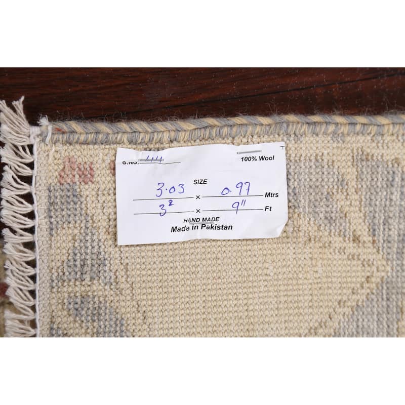 Vegetable Dye Abstract Oriental Staircase Wool Runner Rug Hand-knotted - 3'2" x 9'11"