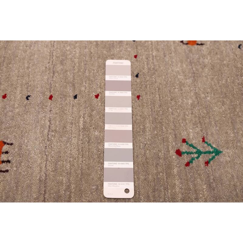 ECARPETGALLERY Hand Loomed Kashkuli Gabbeh Grey Wool Rug - 5'2 x 7'11