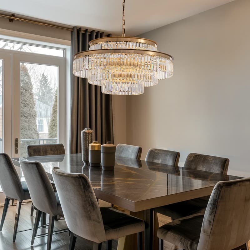 32 in. Drum Modern Crystal Chandelier 4-Tier Gold Brass Kitchen Island Pendant Light for Dining Room