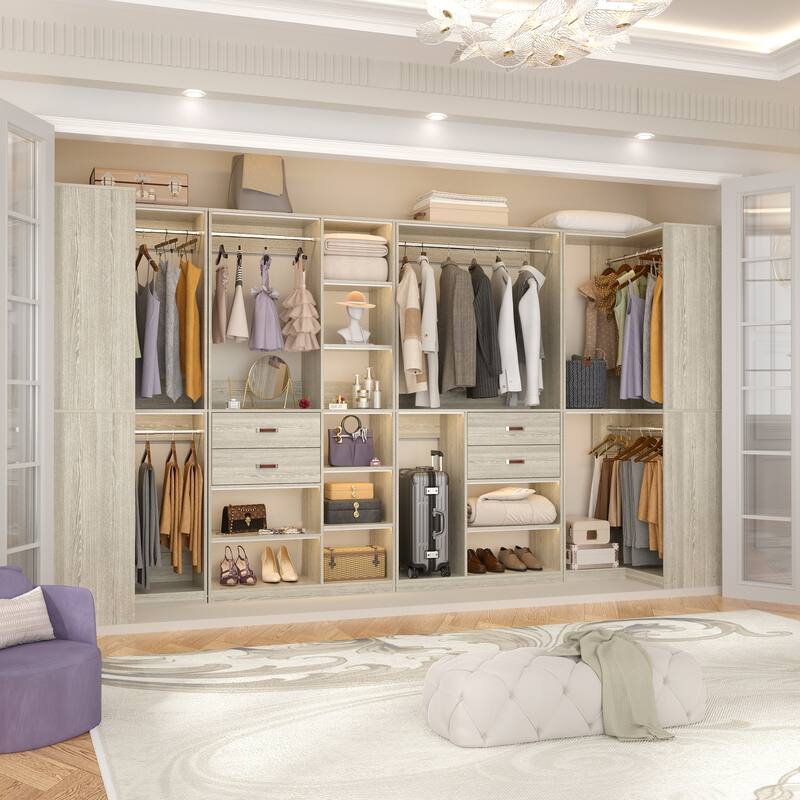 Vryon Set of 2 Corner Closet Organizer, 70.9'' W Closet System with Drawers and Hanging Rods
