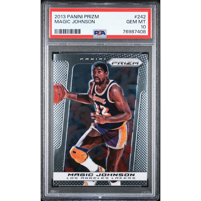Magic Johnson 2013 Panini Prizm Basketball Card #242 Graded PSA 10 - 8'6" x 11'6"
