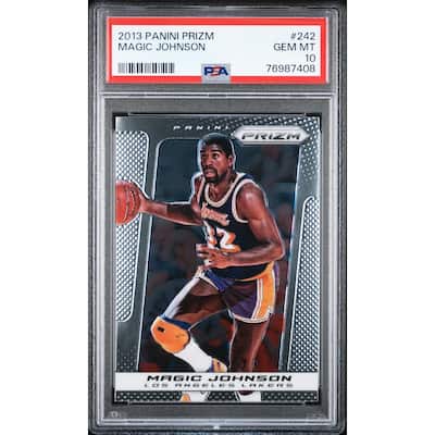 Magic Johnson 2013 Panini Prizm Basketball Card #242 Graded PSA 10 - 8'6" x 11'6"