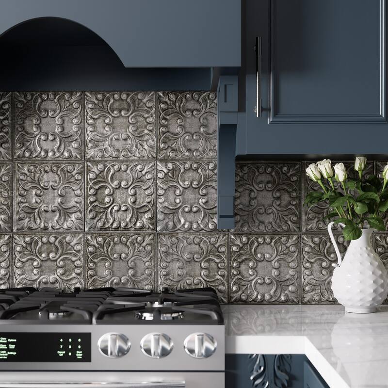 Merola Tile Victorian Tin Iron 17-3/8" x 17-3/8" Porcelain Wall Tile