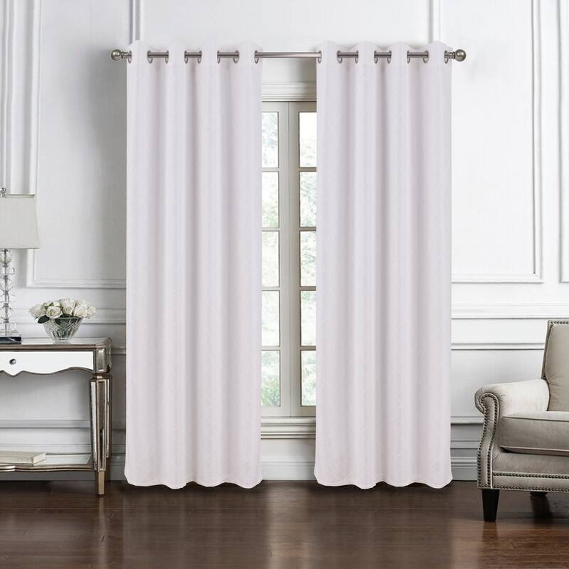 Connor Geometric Woven Jacquard Window Curtain Panel - White