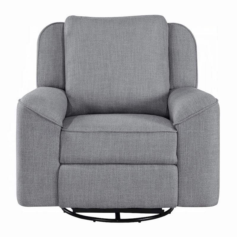 Diny Manual Glider Recliner Chair, Swivel, Soft Gray Linen Fabric