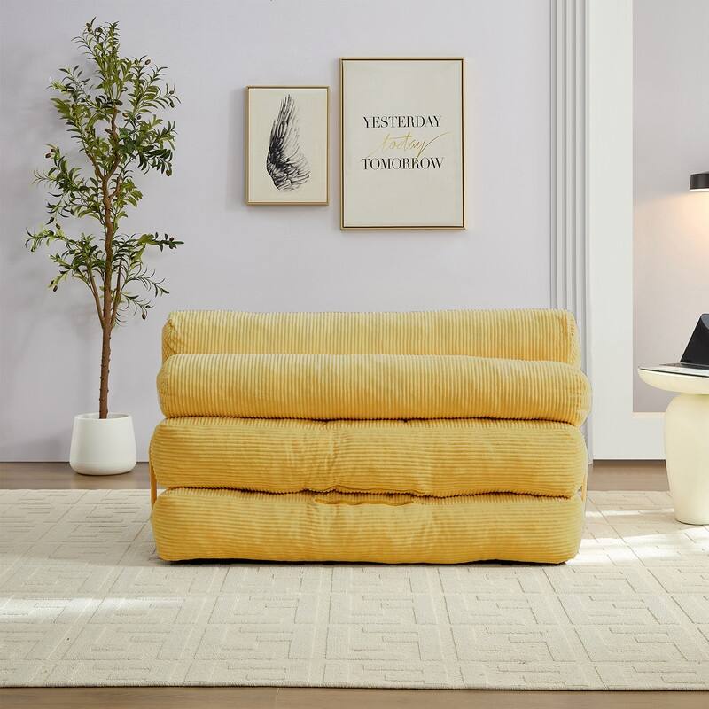 Mixoy W32''/W50'' Corded Velvet Fabric Folding Floor Lazy Futon Sofa Bed