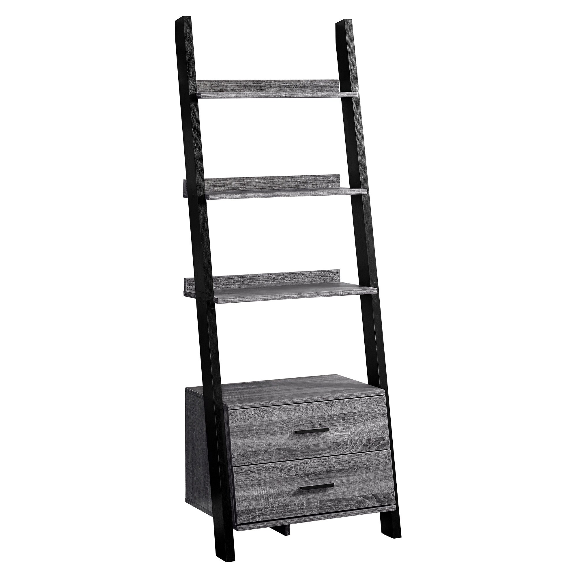 Shop Monarch I 2755 Grey Black 69 Inch Ladder Bookcase With 2