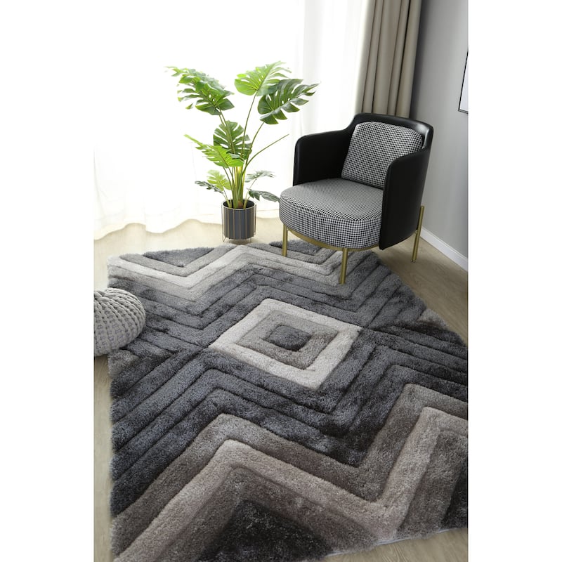 Mateos Shag Collection Geometric Area Rug