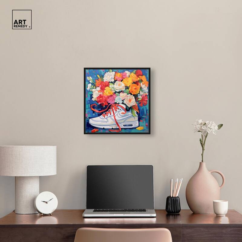 Whimsical Sneaker with Flowers Canvas by Art Remedy