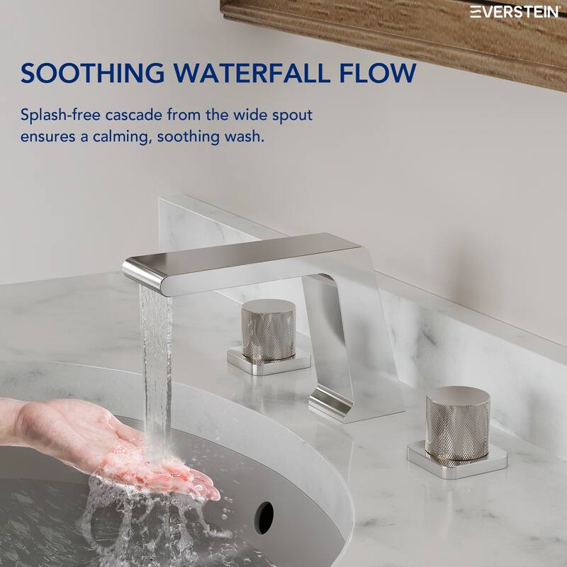 2 Pack, 3 Hole Widespread Bathtub Faucet with High Flow Waterfall Spout