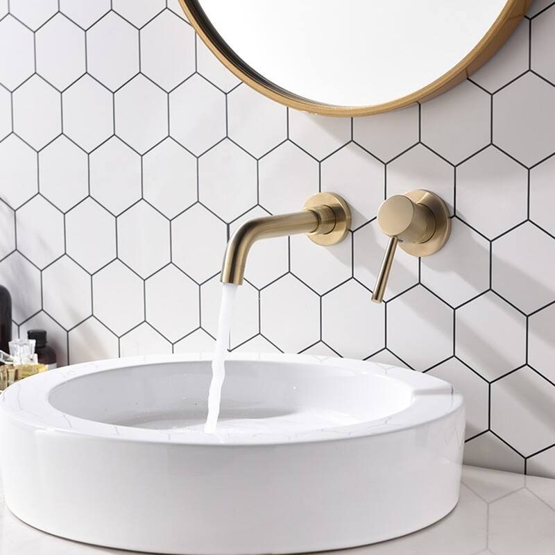PROOX Single Handle Wall Mounted Bathroom Faucet With Drain Assembly