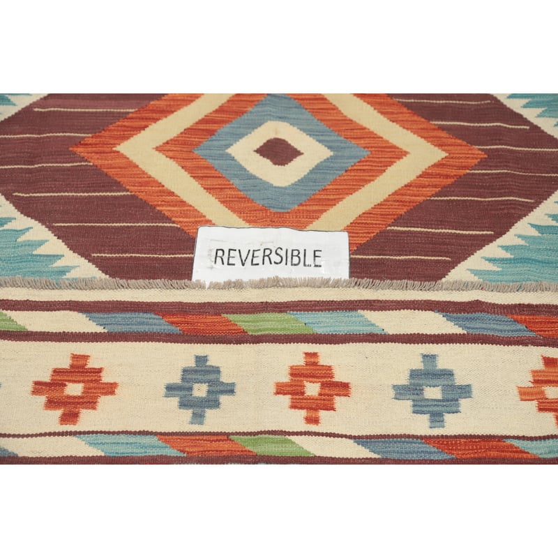 Hand Woven Southwestern Wool Blue Geometric Area Rug - 11' 6'' X 8' 3''