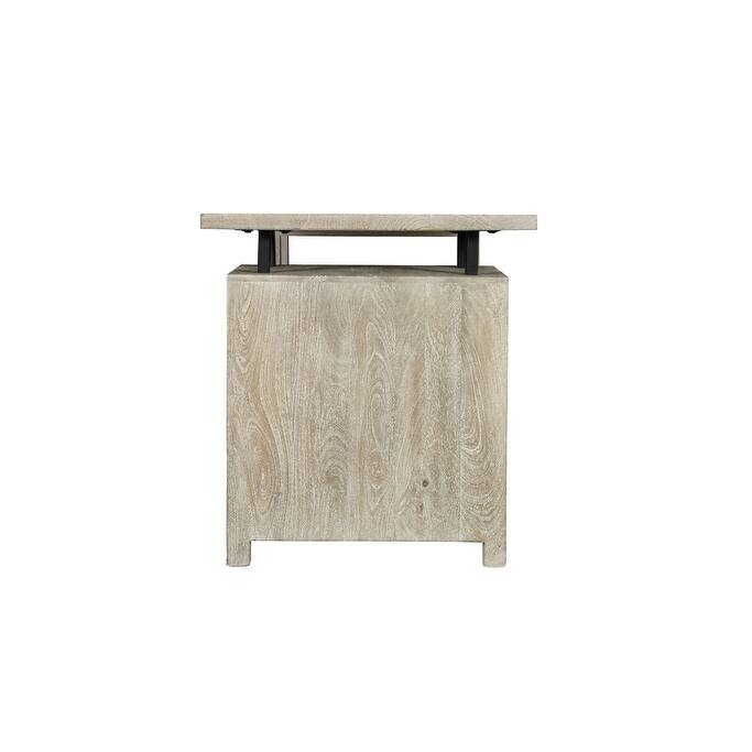 HomeRoots 68" White Solid Wood and Metal Carved Floral Desk With Three Drawers