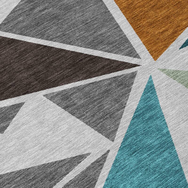 Machine Washable Indoor/ Outdoor Abstract Mosaic Chantille Rug