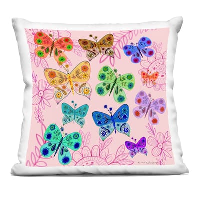 Stupell Bright Patterned Butterflies Decorative Printed Throw Pillow Design by Kay Widdowson