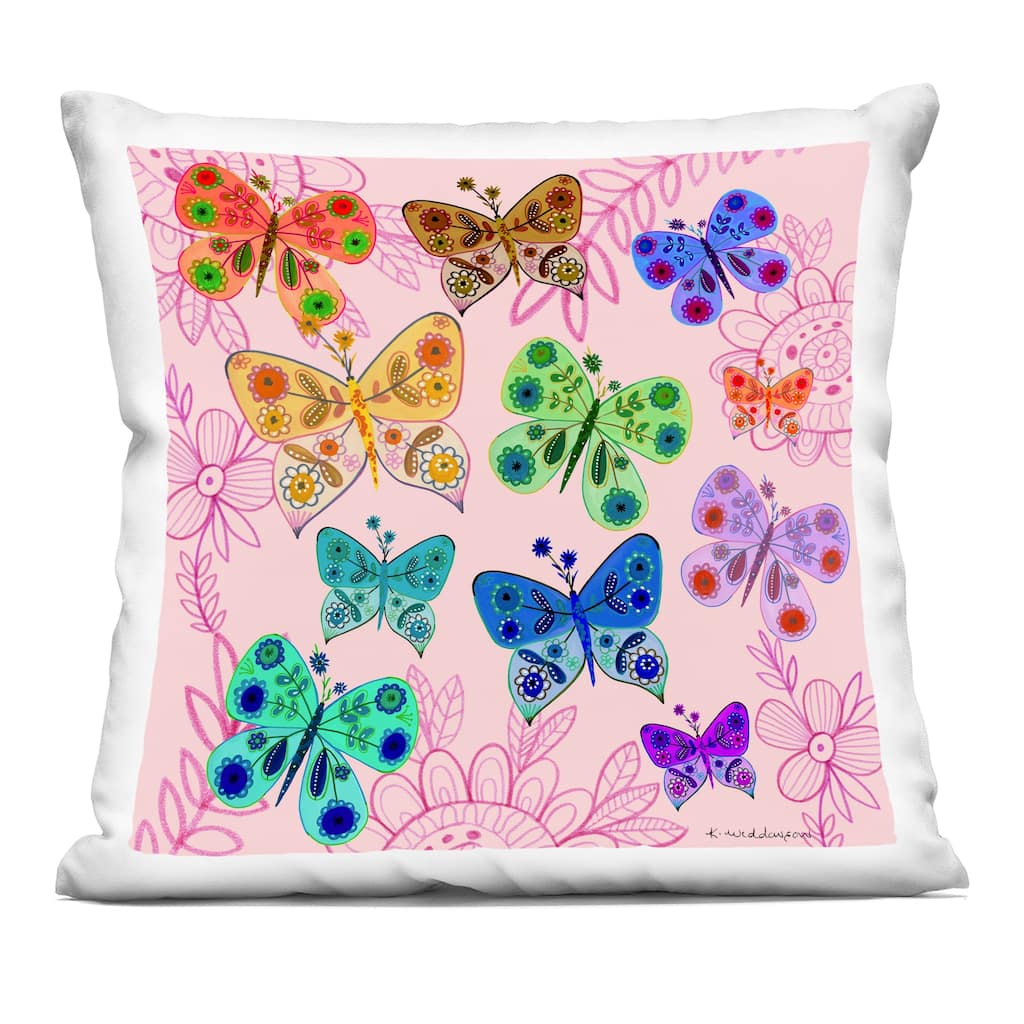 Stupell Bright Patterned Butterflies Decorative Printed Throw Pillow Design by Kay Widdowson