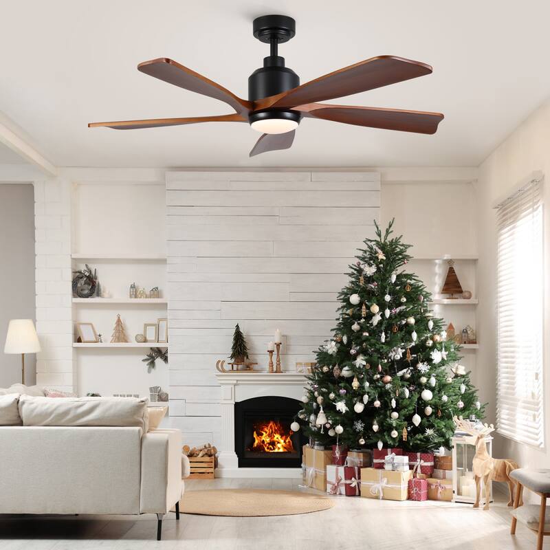 YUHAO SylvanAir Modern 52 in. Flush Mount Outdoor/Indoor Ceiling Fan with 3 Solid Wood Blades and DC Reversible Motor