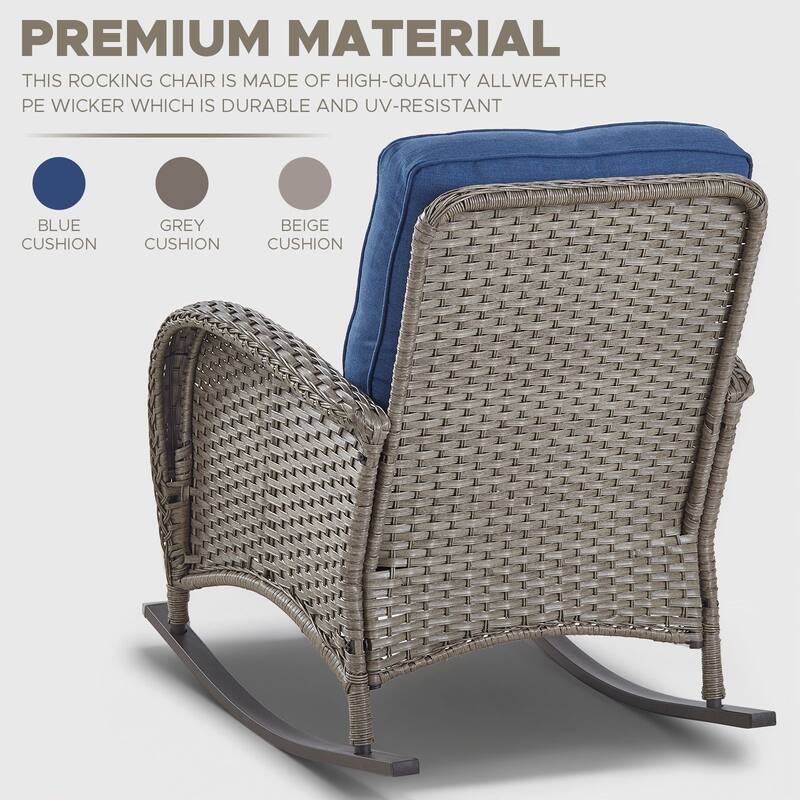 Outdoor Rocking Chairs with Side Table and Ottomans