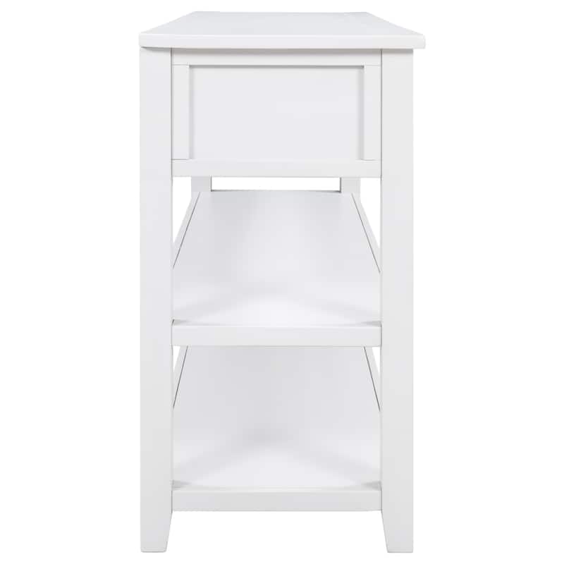Console Table 50" Sofa Table with 3 Storage Drawers and 2 Open Shelves,Entryway Accent Table Solid Wood 3-Tier Narrow Side Table