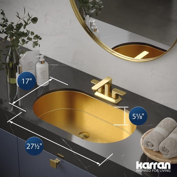 dimension image slide 1 of 4, Karran Cinox Stainless Steel Oval Undermount Sink