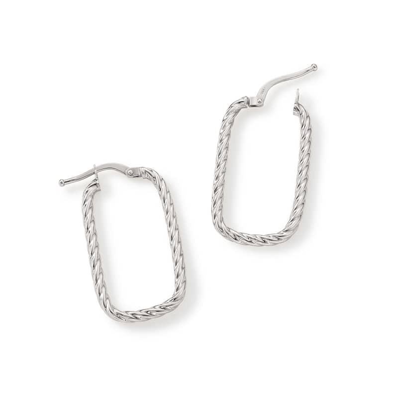 Clover 14K Gold High-Polish Rope Rectangle Hoop Earrings