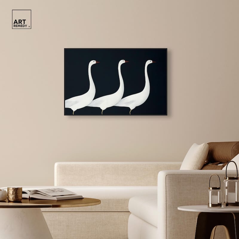 Trio of Swans Canvas by Art Remedy